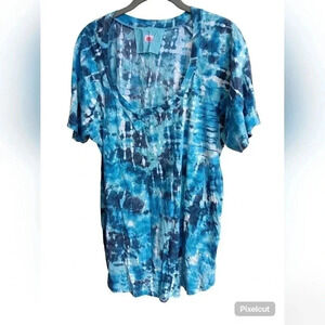 Blue and aqua tie-dyed tunic XXL